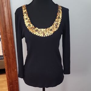 Michael Kors Black Top with Gold Detailing